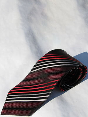 Краватка бордова в смужку | 6484713