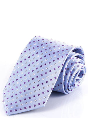 Краватка блакитна в принт | 6484717