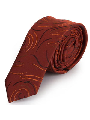 Краватка помаранчевого кольору в принт | 6484852