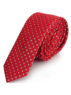 Краватка червона в принт | 6484853