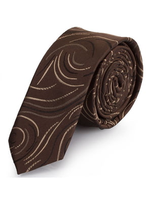 Краватка коричнева в принт | 6484855