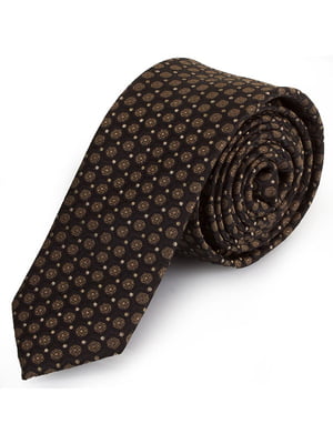 Краватка коричнева в принт | 6484861