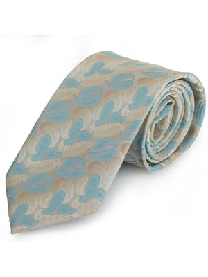 Краватка бірюзового кольору в принт | 6484871