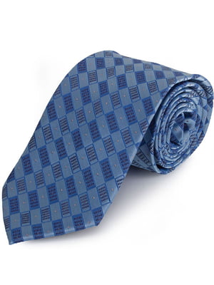 Краватка синя в принт | 6484880