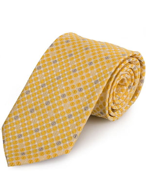 Краватка жовта в принт | 6484886