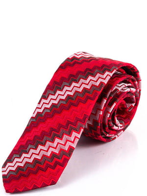 Краватка червона в принт | 6484932