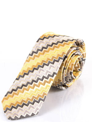Краватка жовта в принт | 6484933