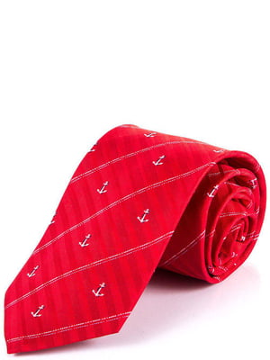 Краватка червона в принт | 6484941