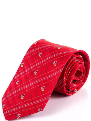 Краватка червона в принт | 6484942