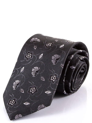 Краватка темно-сіра в принт | 6484944