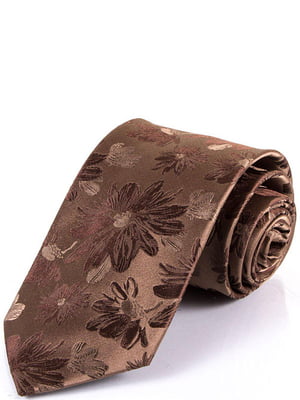 Краватка коричнева в принт | 6484947