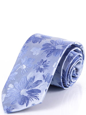 Краватка синя в принт | 6484951