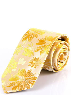 Краватка жовта в принт | 6484952