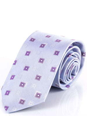 Краватка блакитна в принт | 6484962