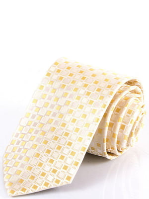Краватка жовта в принт | 6484966