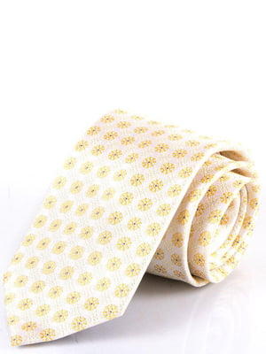 Краватка жовта в принт | 6484970