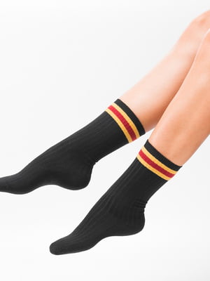 Шкарпетки чорні зі смужками | 6499038