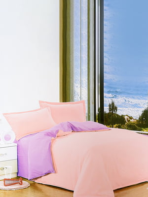 Комплект постельного белья розовый с фиолетовым двуспальный | 6487790