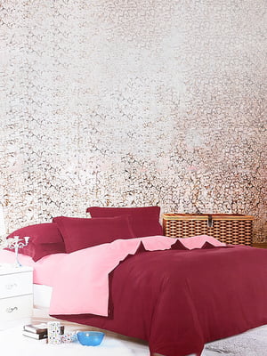 Комплект постельного белья бордовый с розовым полуторка | 6487804