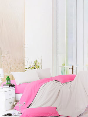 Комплект постельного белья пудра с розовым полуторка | 6487805