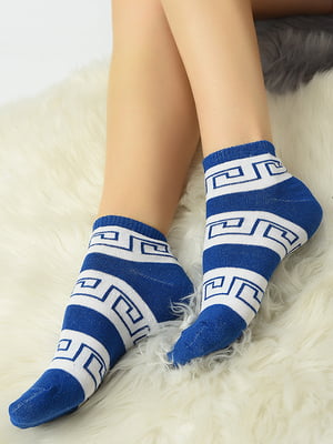 Шкарпетки синьо-білі з візерунком | 6487867