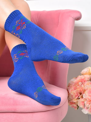 Шкарпетки синього кольору з візерунком | 6487894