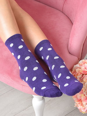 Шкарпетки фіолетового кольору в горошок | 6487914