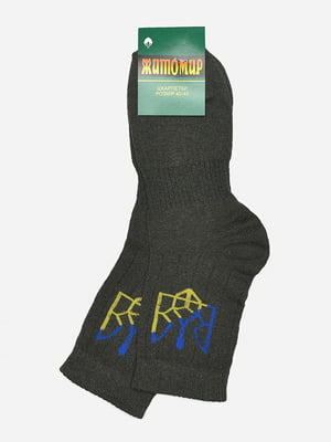 Шкарпетки кольору хакі з гербом | 6487963