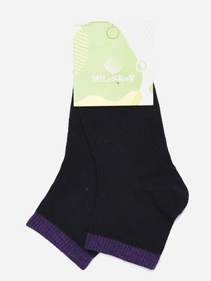 Шкарпетки чорні з фіолетовою резинкою | 6488072