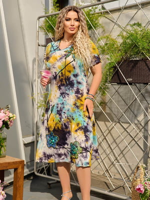 Сукня різнокольорова з квітковим принтом | 6492562
