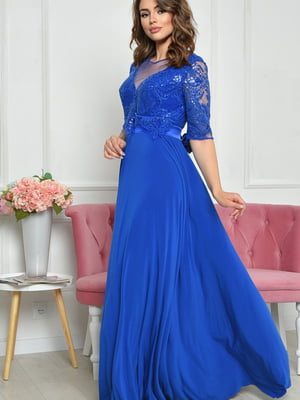 Платье вечернее женское синего цвета | 6492725