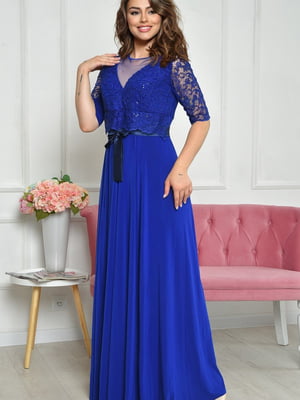 Платье вечернее женское синего цвета | 6492732