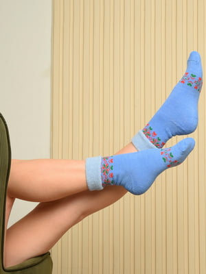 Шкарпетки блакитні з візерунком | 6492765