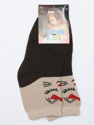 Шкарпетки махрові чорно-бежеві | 6492785