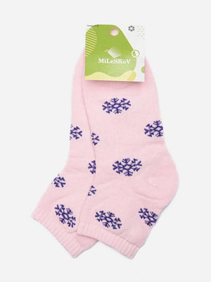 Носки махровые розовые с принтом | 6492790