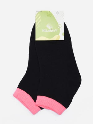 Носки черные с розовой резинкой | 6492810