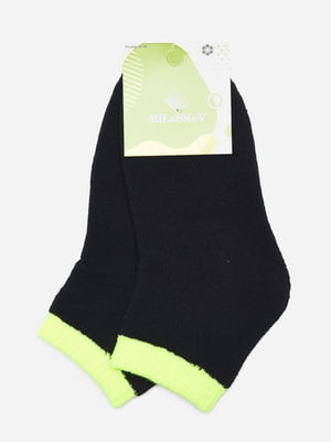 Шкарпетки чорні із салатовою гумкою | 6492812