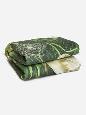 Одеяло силиконовое полуторное зеленое с принтом | 6492942