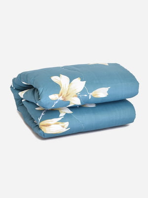 Одеяло силиконовое двуспальное синее с принтом | 6492944