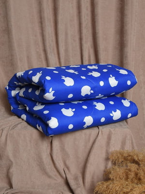 Одеяло силиконовое двуспальное зимнее синее с принтом | 6492948