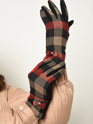 Перчатки текстильные на флисе черно-красного цвета | 6493370