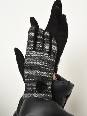 Перчатки текстильные на меху черные | 6493385