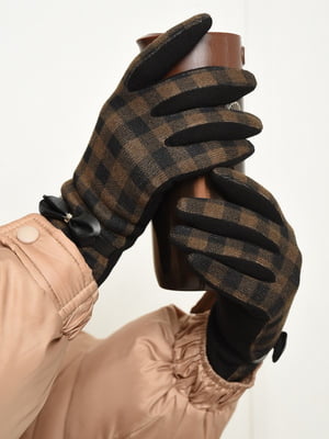 Перчатки текстильные на флисе черно-коричневые | 6493390