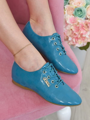 Туфлі блакитного кольору на шнурівці | 6493809