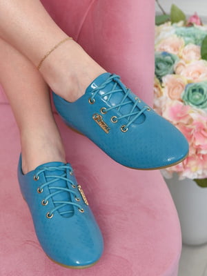 Туфлі блакитного кольору на шнурівці | 6493810