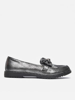 Туфлі з бантиком сірого кольору | 6495044