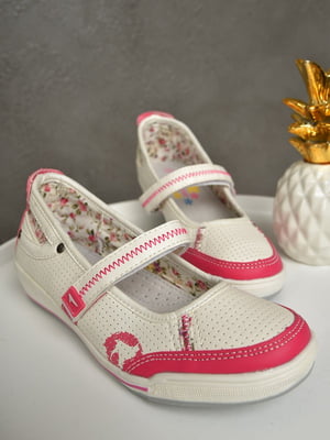 Туфлі білого кольору з рожевою вставкою | 6495053