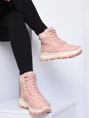 Ботинки розового цвета на шнуровке | 6495559