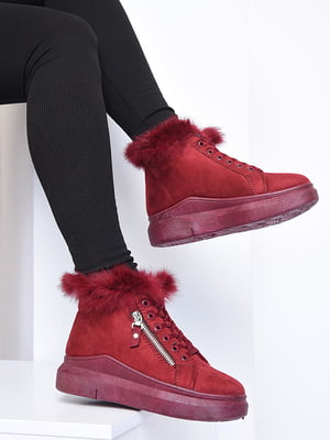 Ботинки женские зима бордового цвета размер 36 Уценка (153823) | 6496536