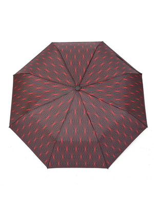 Зонт-полуавтомат красно-черный в принт | 6496702